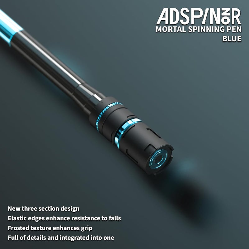 ADSPINZOR Mr. Nope Weighted Mortal Spinning Pen Mod Advanced Trick Spin Pen for Precision & Practice Heavier, Balanced, Anti-Slip Grip, Writable with Brass Weights (Blue) - Image 3